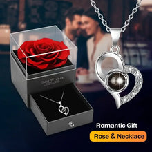 Artificial Flower Gift Box with ‘I Love You’ Necklace – Romantic & Special Occasion Gift