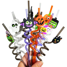 6PCS Halloween Party Straws – Bats, Ghosts, Cats, Pumpkin & Witch Designs