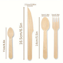 200pcs Disposable Wooden Tableware Set – Forks, Spoons & Teaspoons