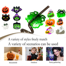 6PCS Halloween Party Straws – Bats, Ghosts, Cats, Pumpkin & Witch Designs