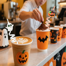 6PCS Halloween Party Straws – Bats, Ghosts, Cats, Pumpkin & Witch Designs