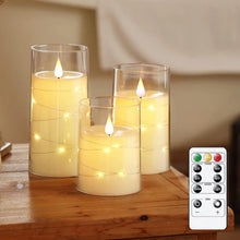 Flameless LED Star String Pillar Candles – Battery Operated, Flickering, Remote & Timer