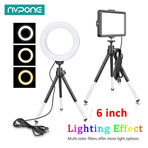 6-inch LED Video Light Panel with RGB Filters & Tripod – Photography, Studio, Live Streaming