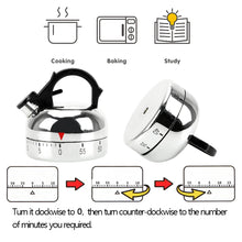 Kettle-Shaped 60-Min Mechanical Kitchen Timer – Cooking Countdown Alarm
