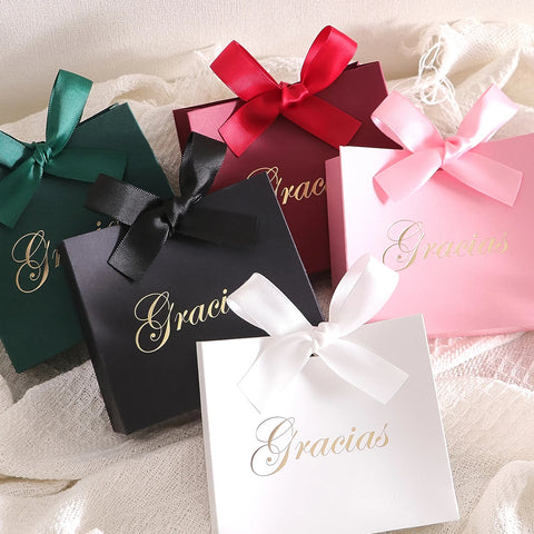 Gracias” 5-Piece Gift Box Set with Ribbon – Ideal for Snacks, Candies & Small Gifts