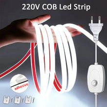 220V LED Strip Lights – Waterproof IP65 with Dimmer & Flexible Adhesive Ribbon