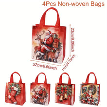 4pcs Christmas Tote Bags – Reusable Red & Green Gift Bags for Holidays, Parties & Groceries