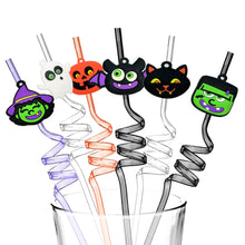 6PCS Halloween Party Straws – Bats, Ghosts, Cats, Pumpkin & Witch Designs