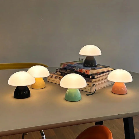 Mushroom LED Table Lamp – Touch Dimming, USB Charging Night Light for Bedroom & Desk